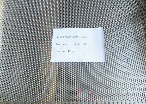 Tôle d'acier perforée d'industrie chimique 2000 x 1000 x 1.5mm avec le trou rond 8mm