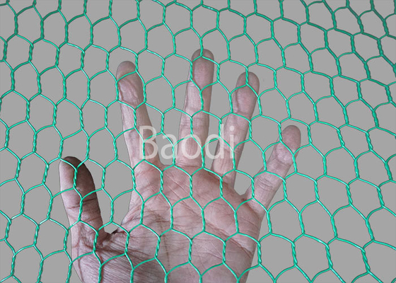 Filet en plastique de grillage de poulet de volaille avec la maille hexagonale, PVC vert enduit