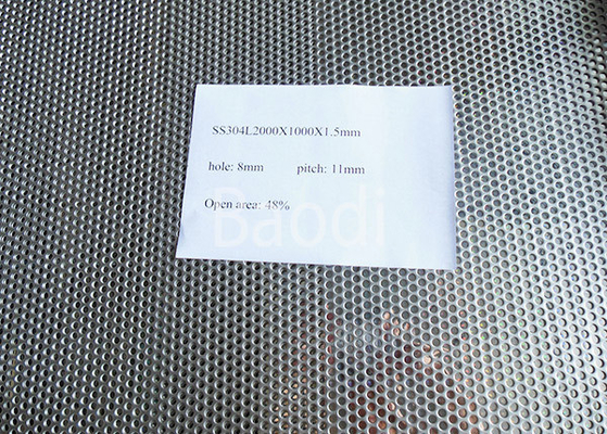 Tôle d'acier perforée d'industrie chimique 2000 x 1000 x 1.5mm avec le trou rond 8mm