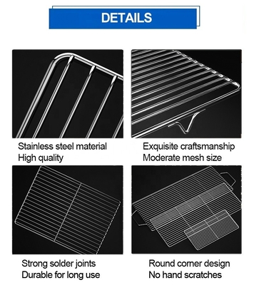 Étagère de refroidissement en acier inoxydable Grille de cuisson BBQ Accessoires de cuisine multifonctionnels conçus avec maillage soudé