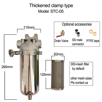1 &quot; Interface BSP Filtre de tuyauterie en acier inoxydable pour filtration spécifique Conception personnalisable Norme de fil NPT/BSPT/BSP