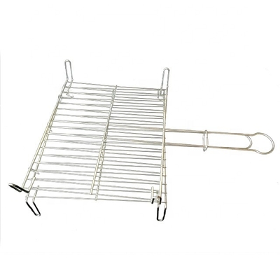 25*30 Grille à barbecue rectangulaire galvanisée à filet de fil de barbecue avec poignée